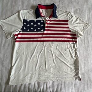 Chaps Golf Shirt Mens XL American Flag Polo USA Patriotic Performance Polo Shirt